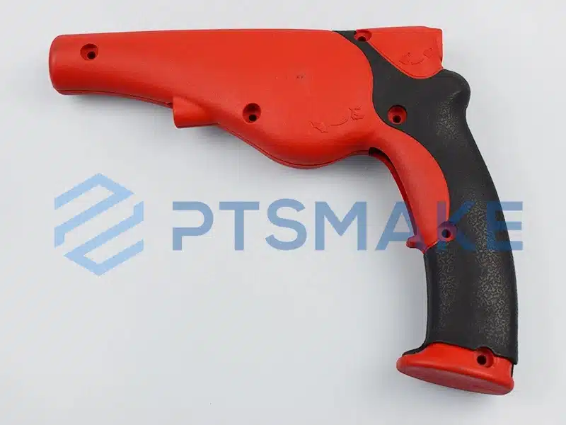 Two-color molded plastic handle