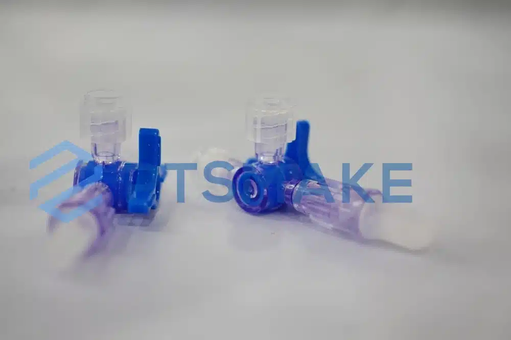 Blue and clear plastic medical components