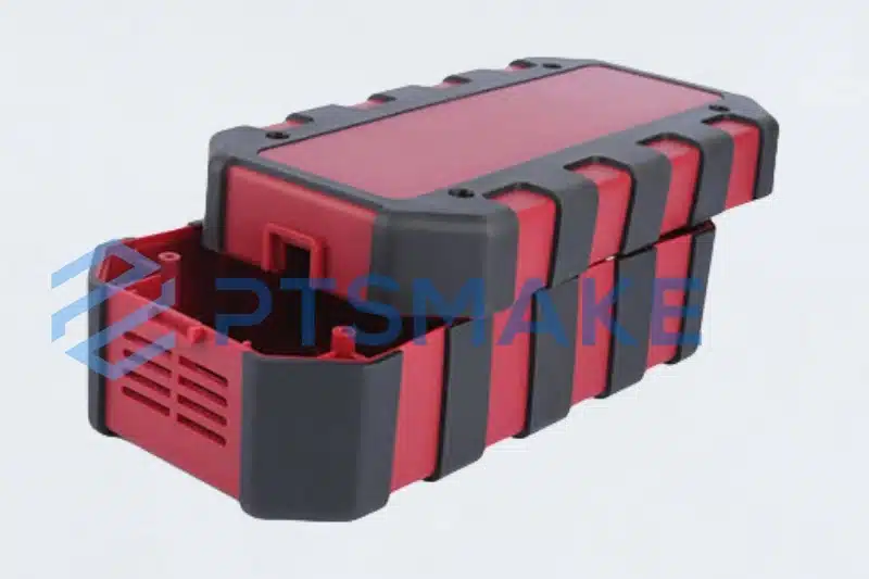 Red and black rugged plastic case