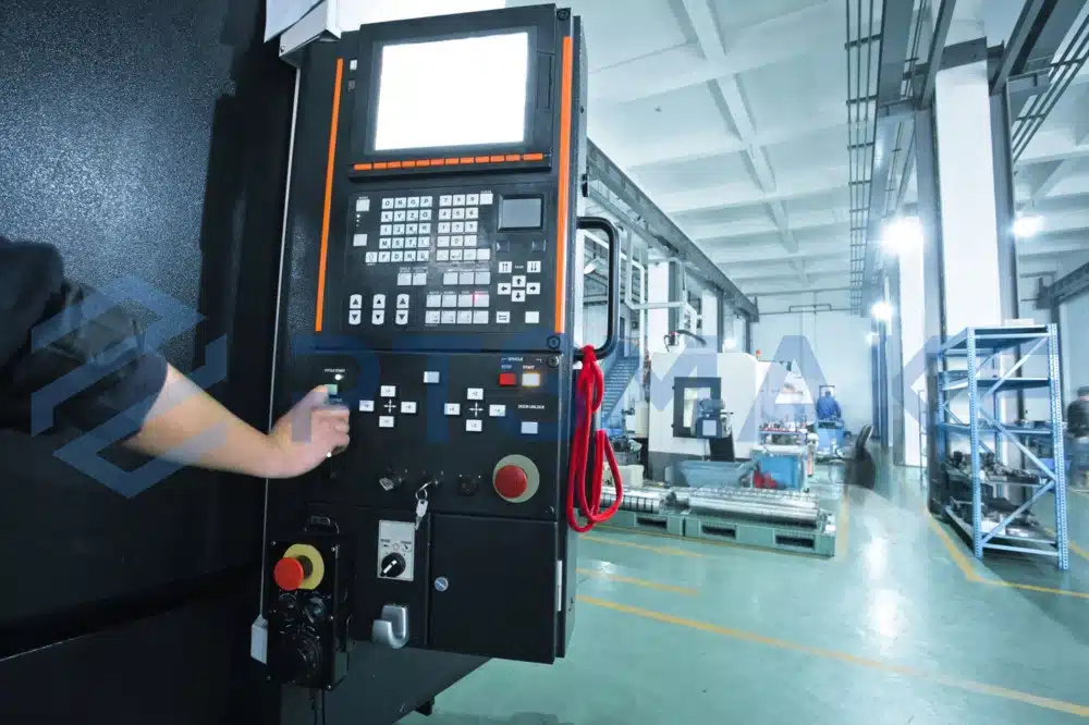 Operating a CNC machine in a workshop