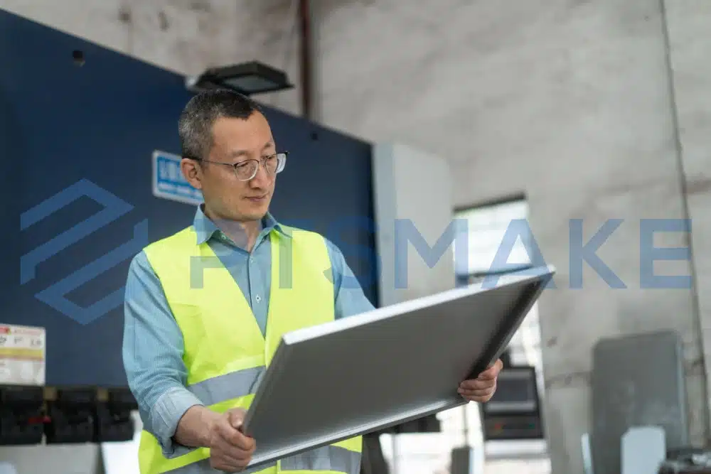 Engineer reviewing CNC machining plans