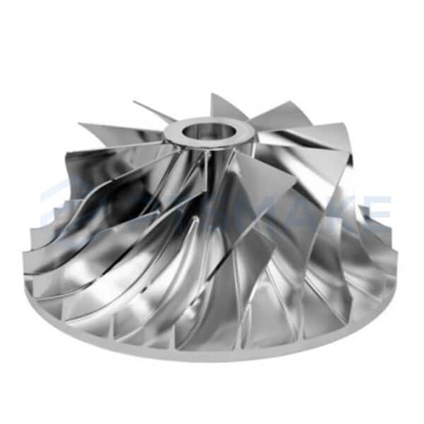 Silver CNC-machined turbine impeller