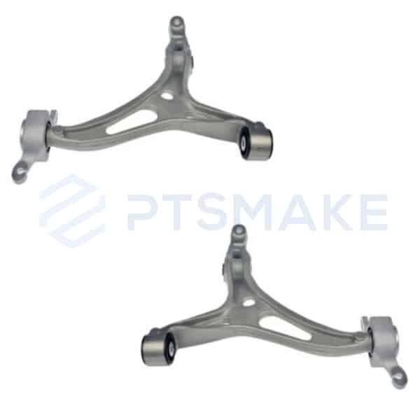 Silver CNC-machined suspension arms