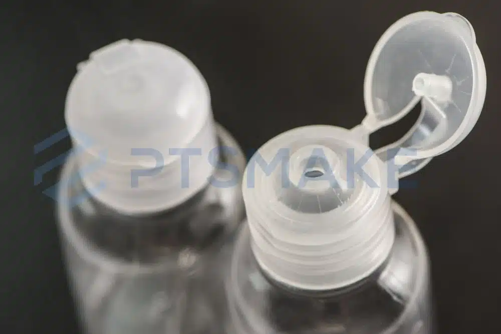 Clear plastic flip-top bottles