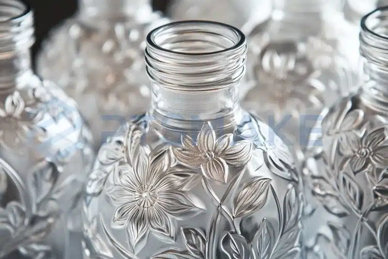 Embossed floral glass bottles