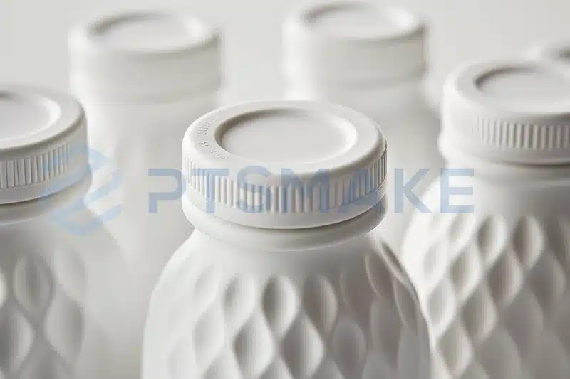 Textured white bottles with caps