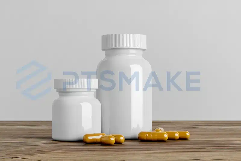 Two white bottles with capsules