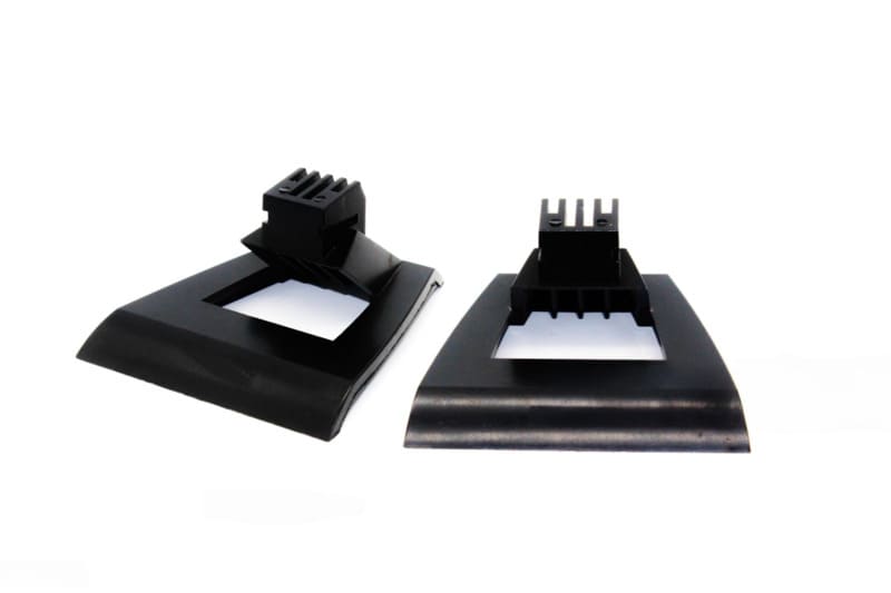 Black plastic TV stand brackets