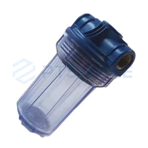 Blue transparent water filter housing by PTSMAKE