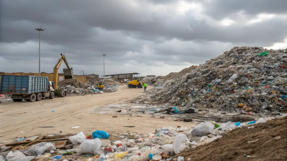 Polycarbonaatafval op stortplaats
