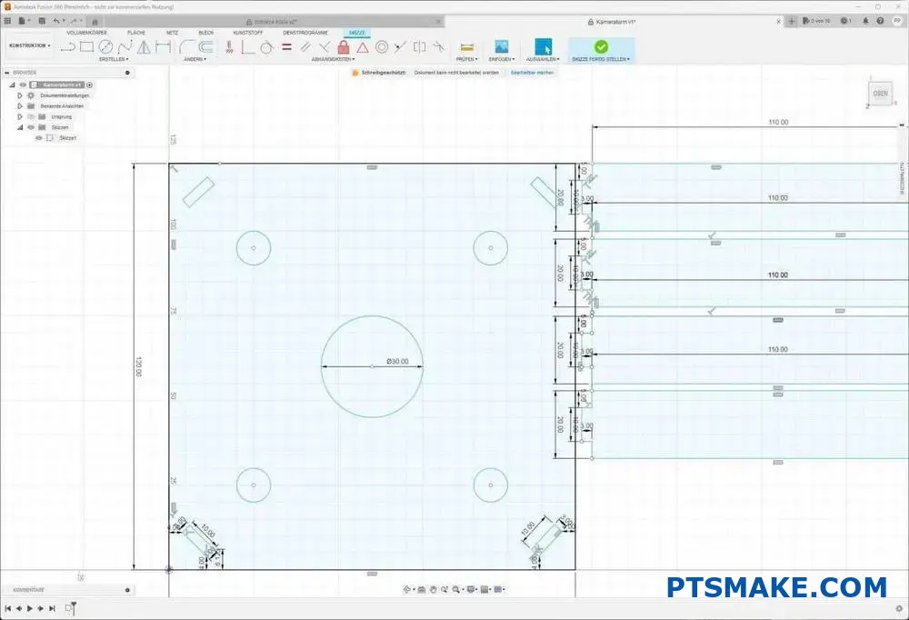 تخطيط تفصيلي لتصميم الماكينات بنظام التحكم الرقمي مع القياسات.