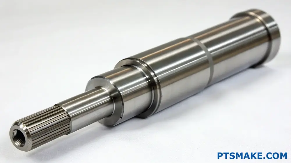High-precision CNC machined metal shaft with threaded and splined ends