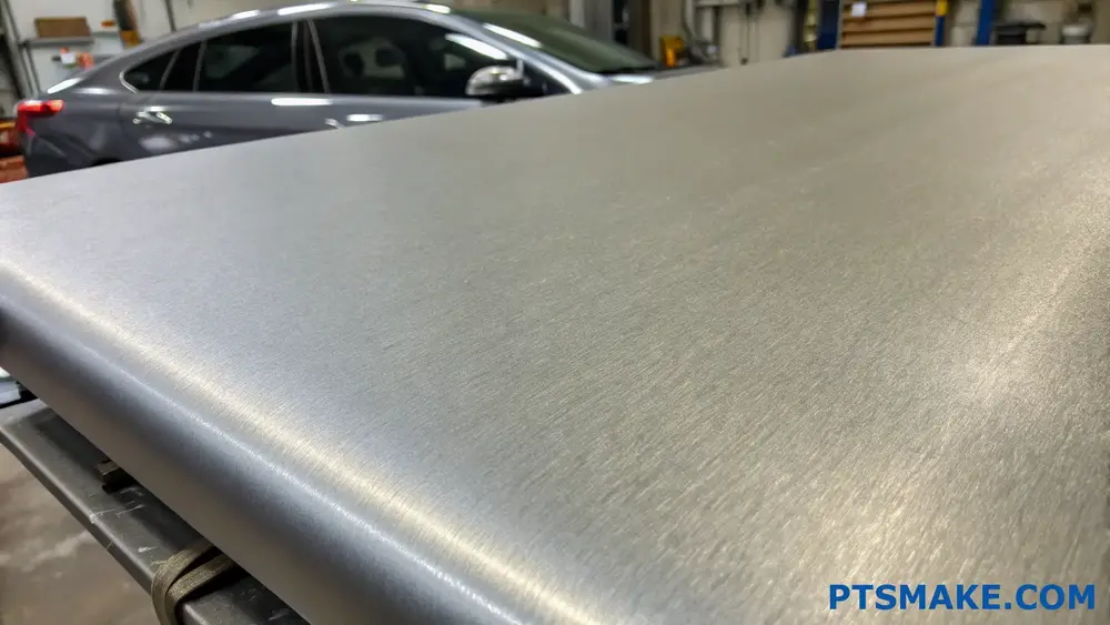 Primer plano de una chapa cepillada con acabado liso