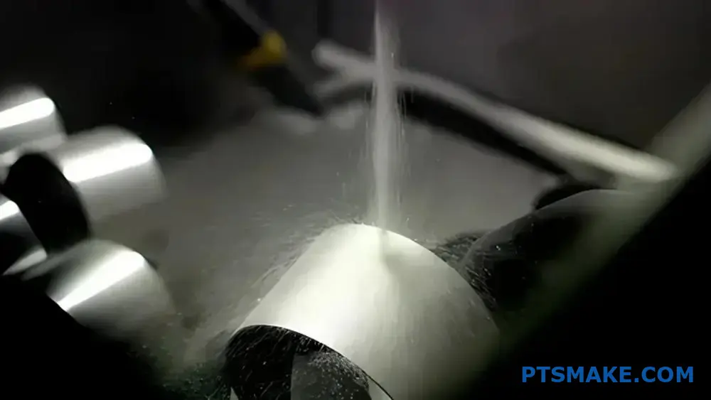 Proceso de granallado de piezas metálicas