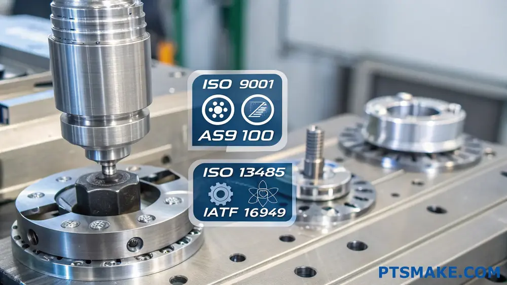 Lavorazione di macchine CNC con badge di certificazione ISO