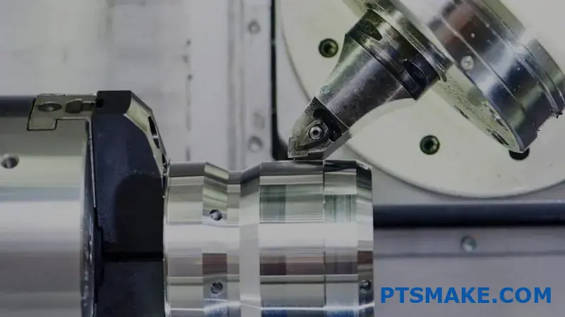 Processo di tornitura CNC in azione