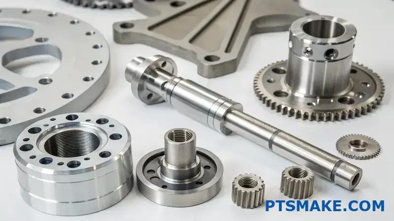 Custom precision stainless steel aerospace components display