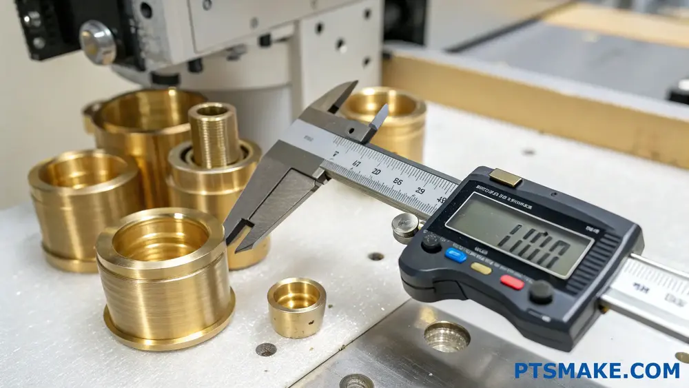 Digitaler Messschieber für CNC-Drehteile aus Messing