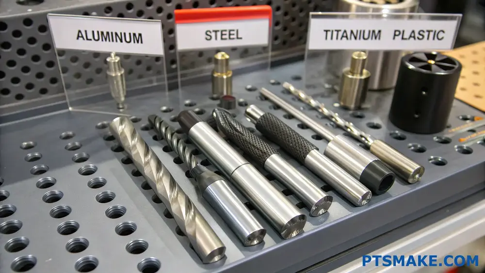 Various CNC cutting tools for aluminum, steel, titanium, and plastic
