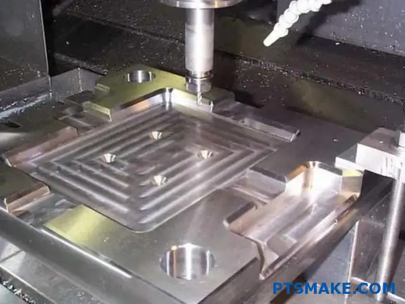 CNC milling machine cutting aluminum part