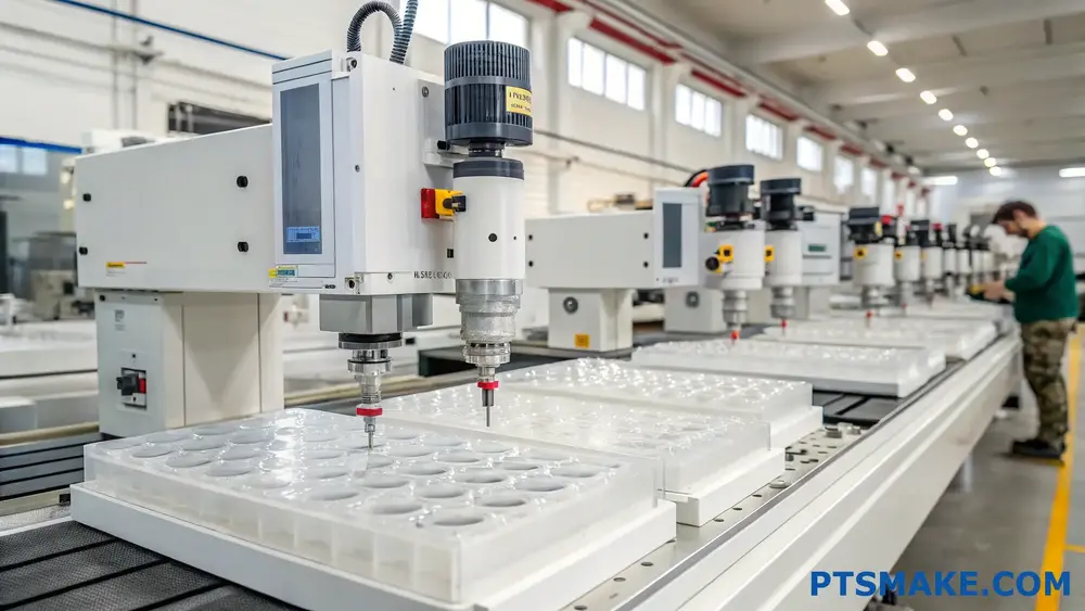 Automated CNC milling machines in modern factory