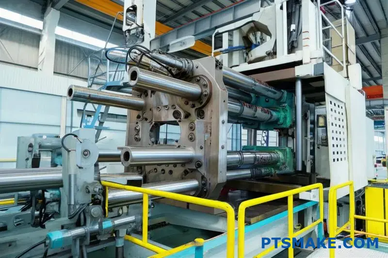 Heavy-duty spuitgietmachine voor grote kunststof onderdelen in fabrieksopstelling