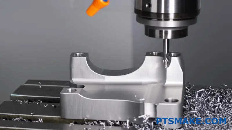 الطحن الثلاثي لجزء من التيتانيوم باستخدام ماكينة CNC عالية الدقة