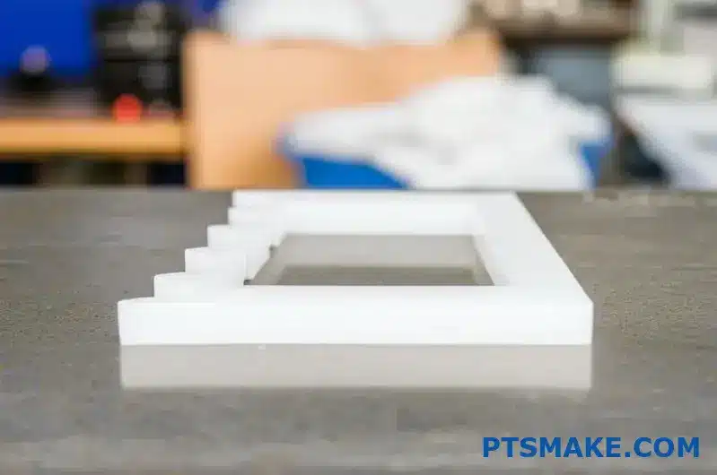 UHMWPE-component met gladde randen en wrijvingsarm oppervlak