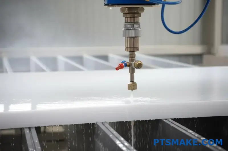 Industrieel waterstraalsnijden van dik UHMWPE met precieze schone randen