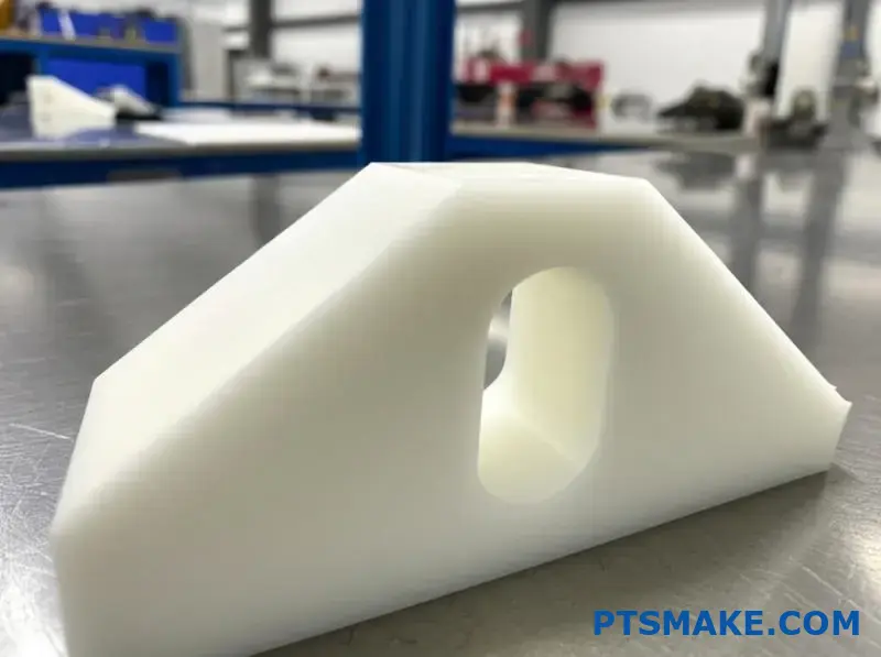 Wit UHMWPE onderdeel met glad machinaal bewerkt oppervlak en fijne afwerking