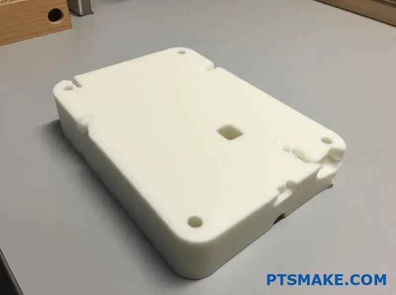 UHMWPE-component met vezelige en uitgesmeerde oppervlakteafwerking door bewerking