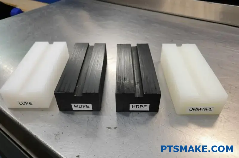 Различные марки полиэтилена, такие как HDPE и UHMWPE, после механической обработки