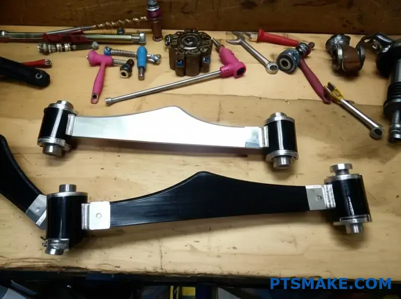 brazos de control de suspensión aftermarket de alto rendimiento en aluminio con rodamientos