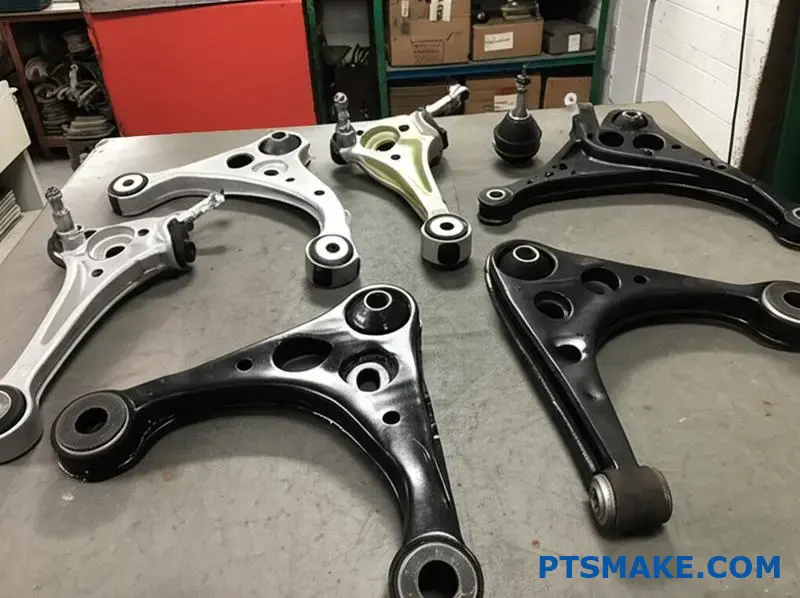 Diferentes brazos de control OEM y aftermarket en acero y aluminio