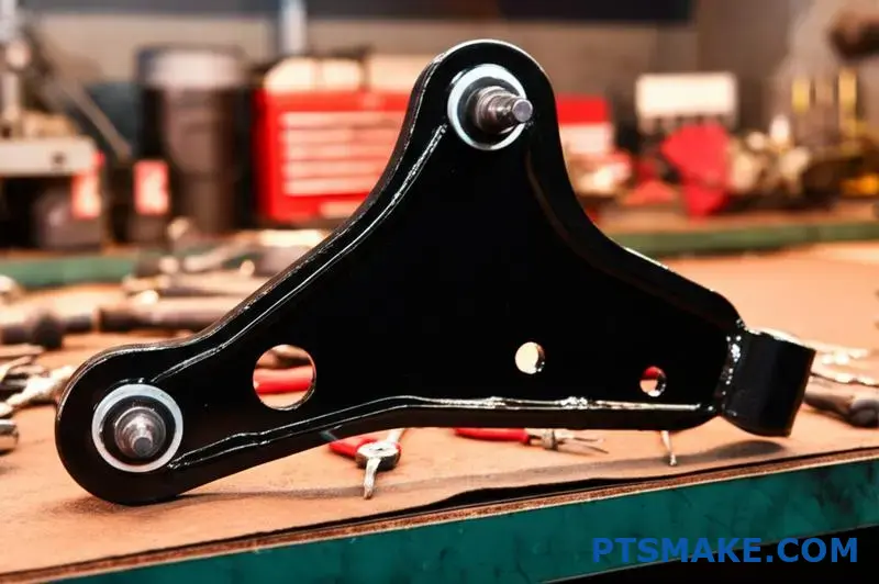 brazo de control personalizado de metal liso con puntos de montaje y acabado duradero