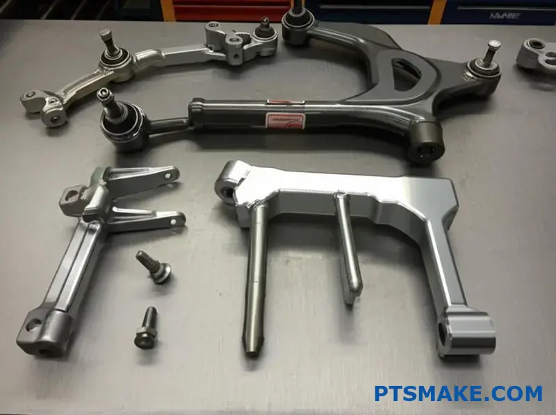 Varios brazos de control personalizados de aluminio, fibra de carbono y acero forjado