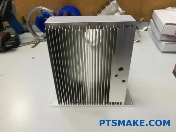 Silberner Aluminiumkühlkörper mit vertikalen Lamellen für die Elektronikkühlung