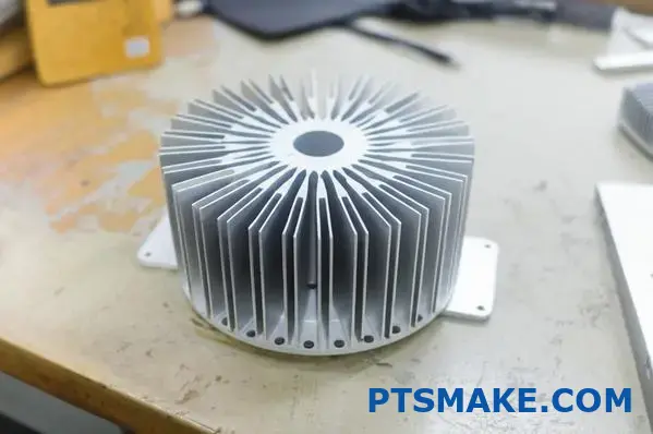 Aluminum radial fin heat sink for LED light cooling