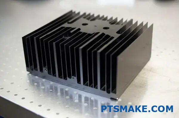 Black aluminum LED cooling heat sink with finned structure