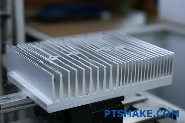 Silberner Aluminiumkühlkörper mit komplexen Rippen für das Wärmemanagement