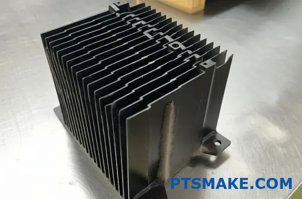 black aluminum heat sink with high fins for natural convection airflow