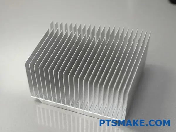 Industrial silver aluminum heat sink with thick base made of 6061-T6 alloy
