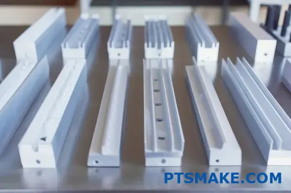Múltiples disipadores de calor de aluminio cortados a medida con diferentes longitudes y perfiles