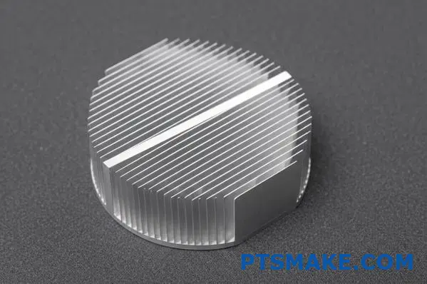 Silver aluminum heat sink with heat-treated fins made from 6061 alloy