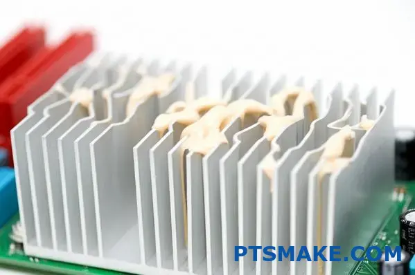 Disipador de calor de aluminio extruido montado en placa de circuito con pasta térmica