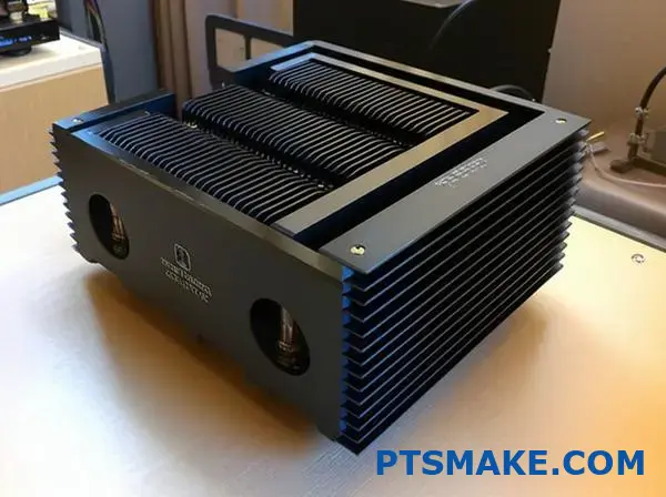 Disipador de calor de audio de aluminio extruido negro con aletas decorativas