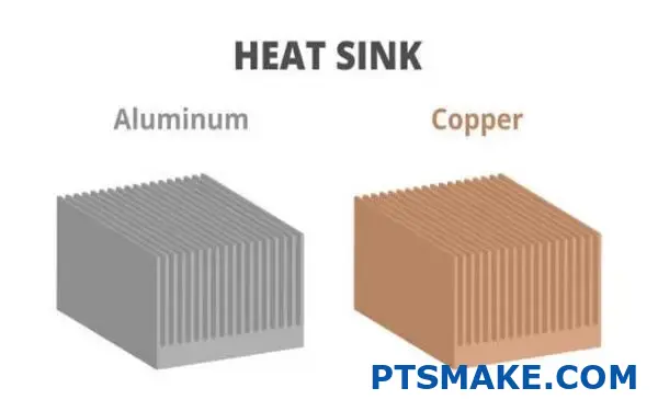 Dissipateurs thermiques en aluminium et en cuivre côte à côte