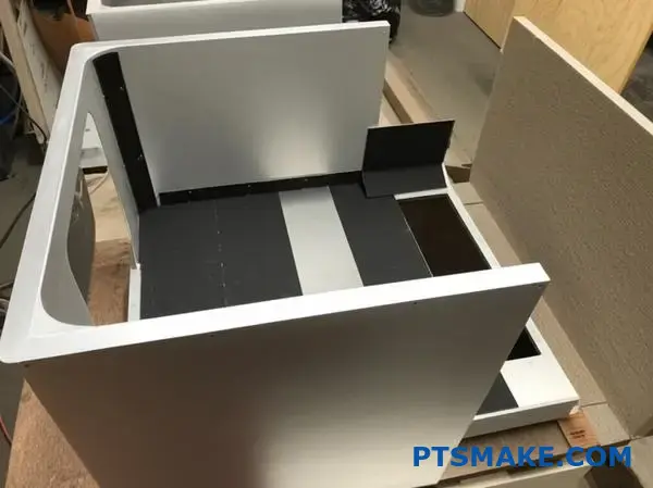Aluminum speaker cabinet with internal damping and bracing structure