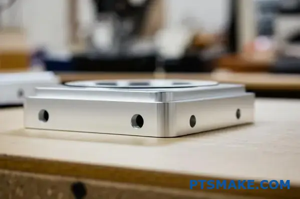 Silver aluminum speaker enclosure with precision CNC finish and tightly machined details