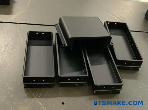 Durable black aluminum enclosures with powder coating finish